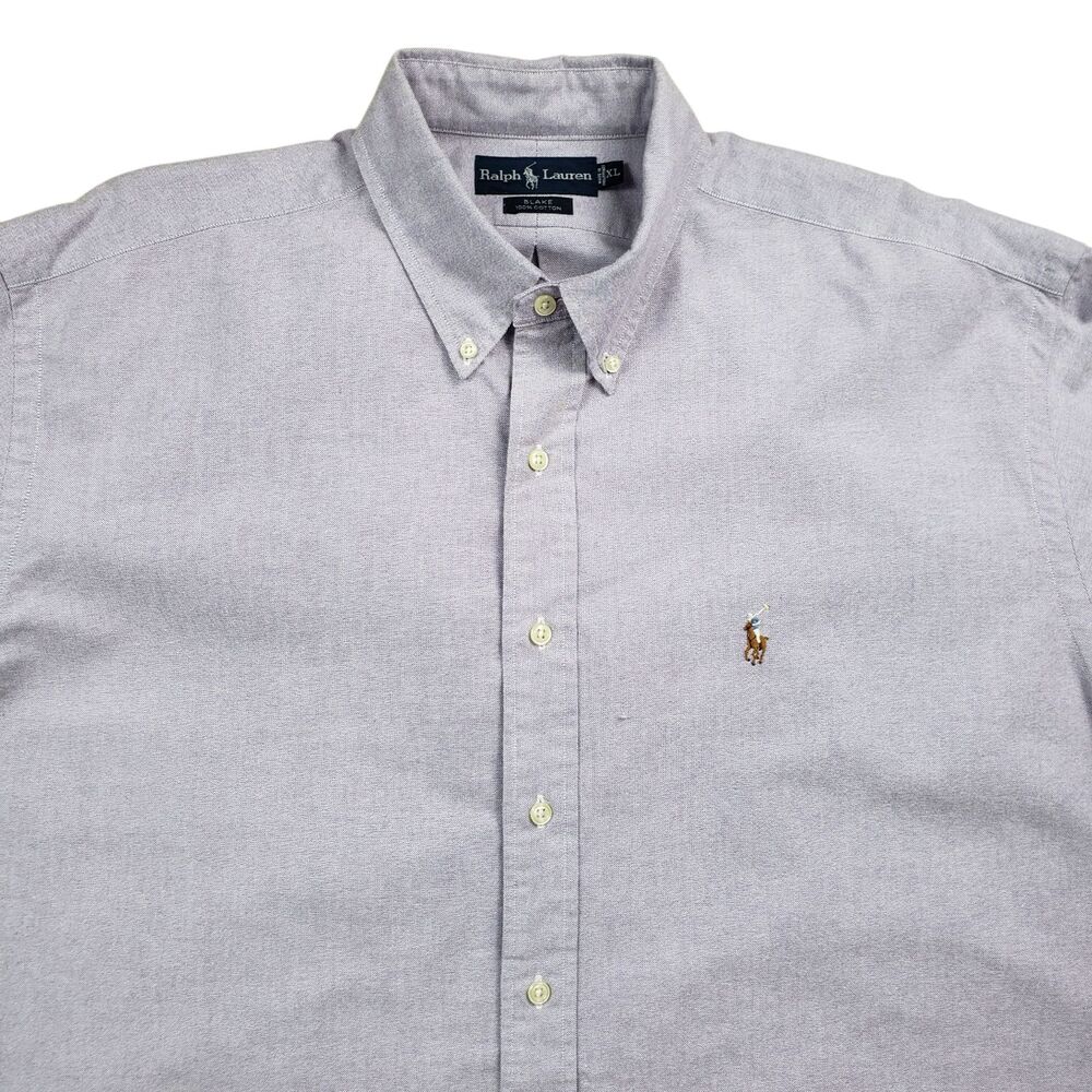 Ralph Lauren Blake Oxford Shirt Mens XL Lavender Short Sleeve Pony Vintage